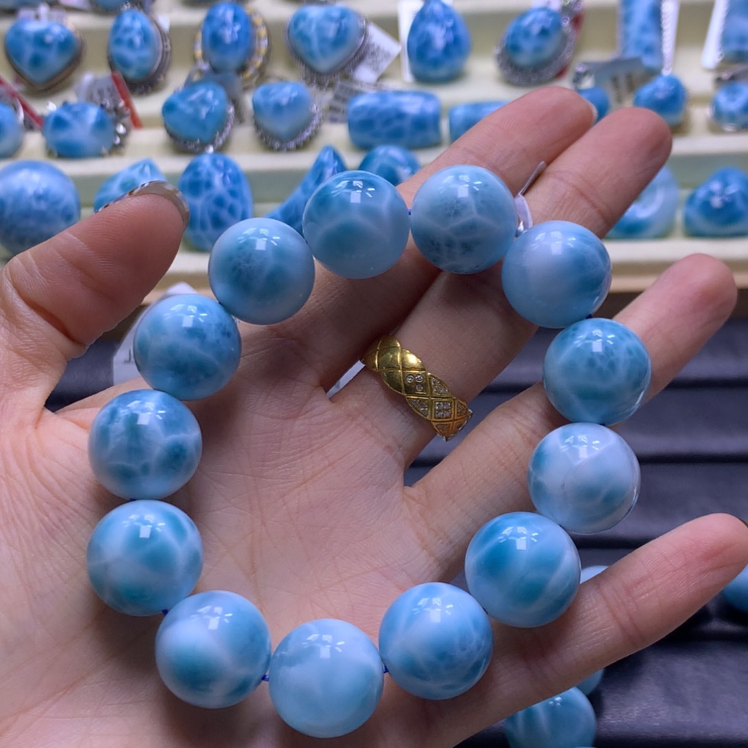 针钠钙石（海纹石）未镶嵌手链16m手串色差略异