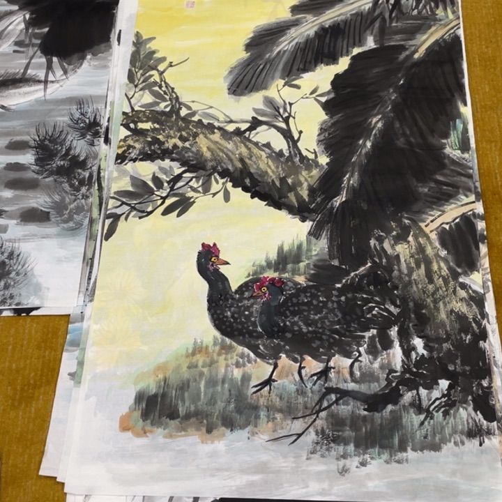 国画用***0绘画作品方老师66666四尺