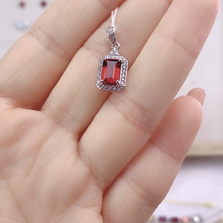 石榴石颈饰银S925镶嵌