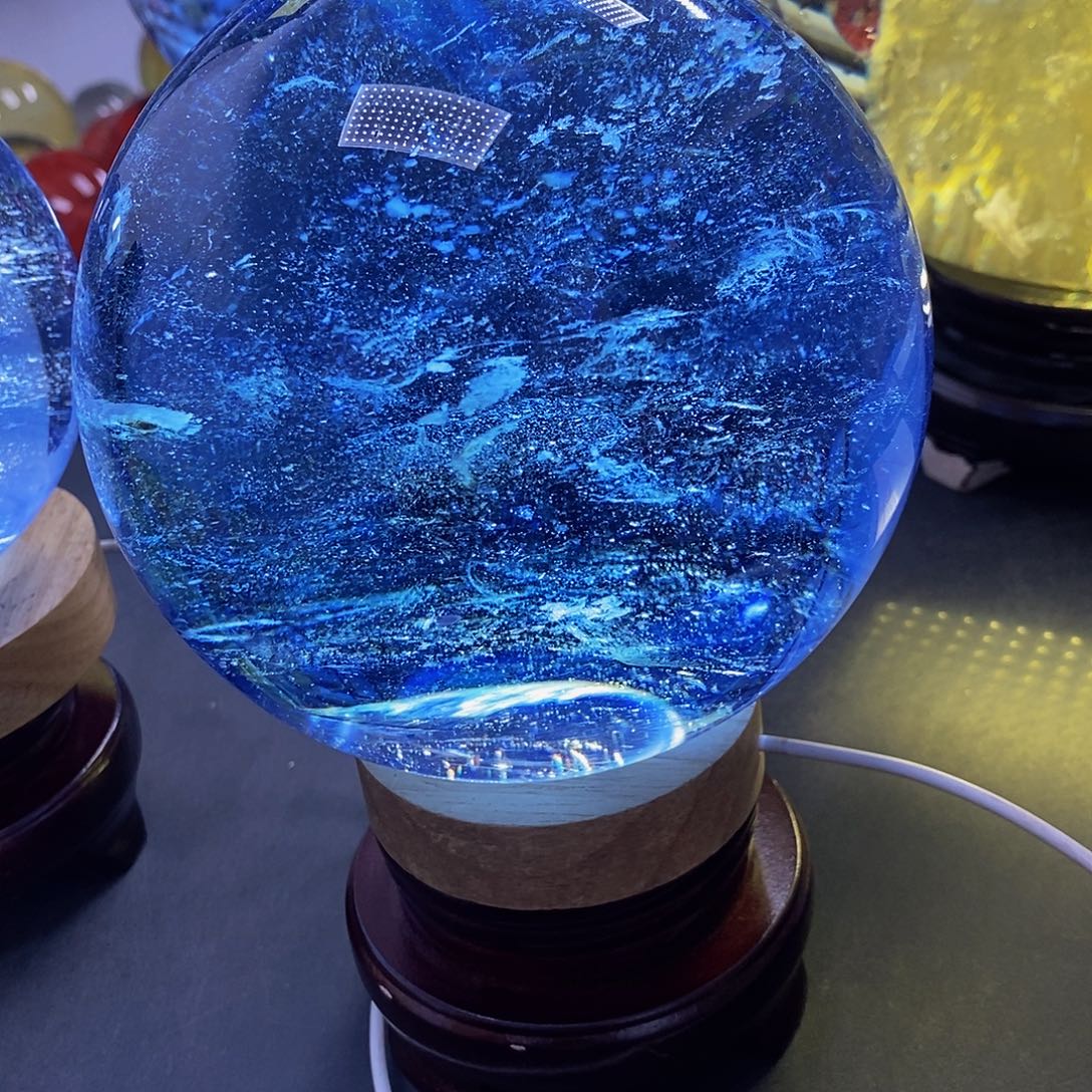 红***歌石材13.8厘米蓝水摆件