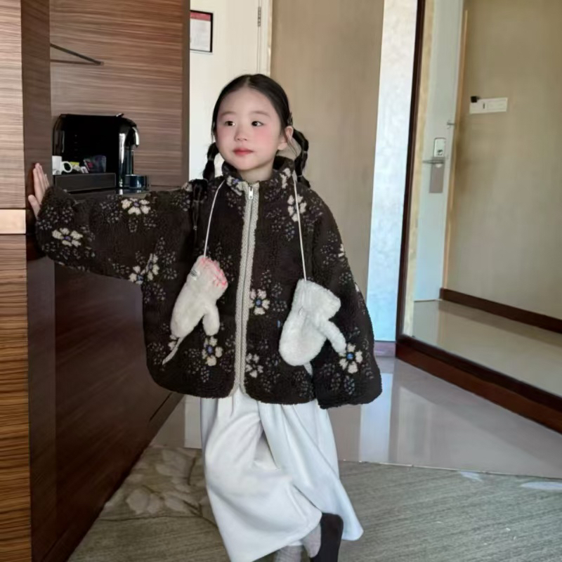 冬季女童棉服立领拼接冬常规款保暖厚款夹克休闲风