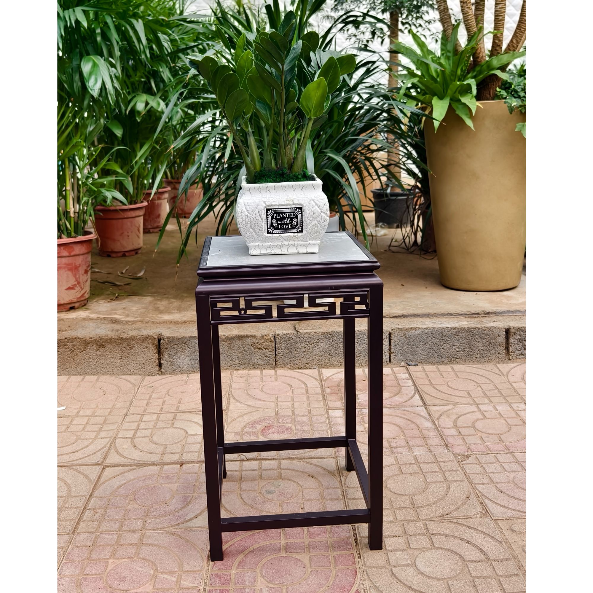 回字纹铝合金多功能庭院户外室内阳台置物架花架新中式