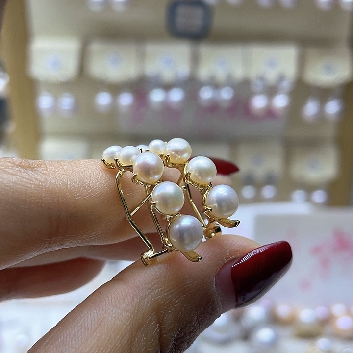 淡水珍珠耳饰银S925镶嵌
