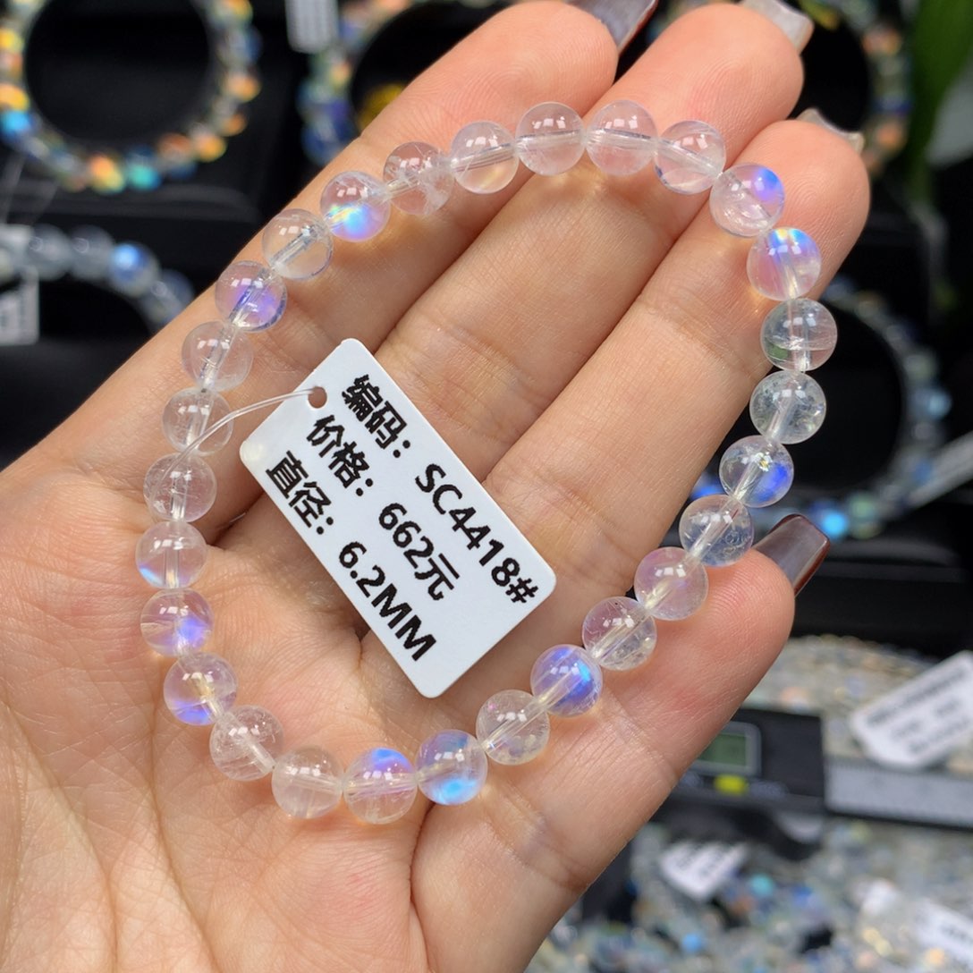 月光石手串未镶嵌SC4418印度蓝月光手串6.2mm