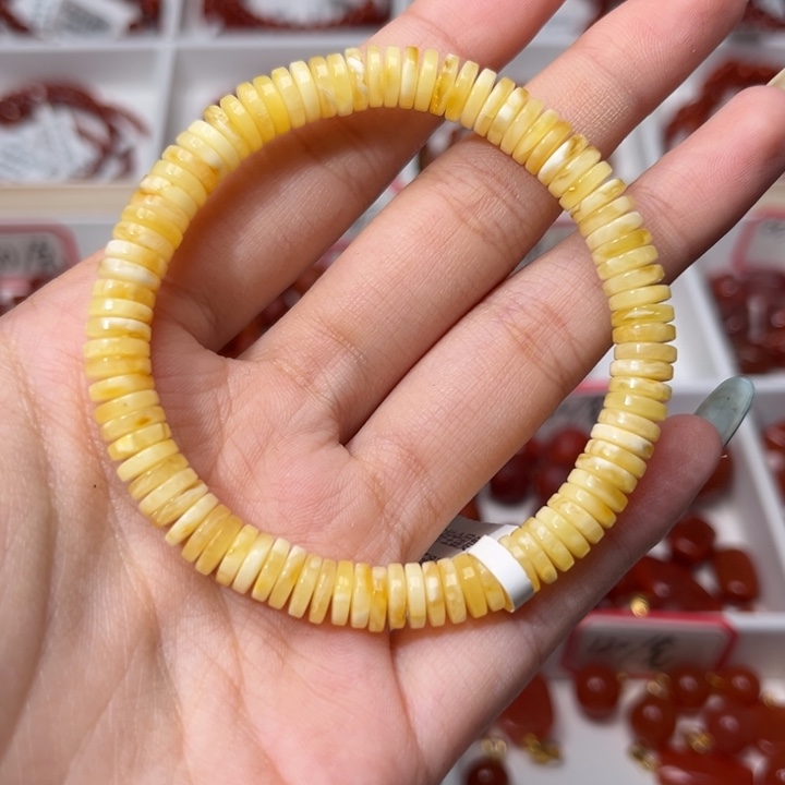 蜜蜡未镶嵌手链蜜蜡精工直切药片7mm