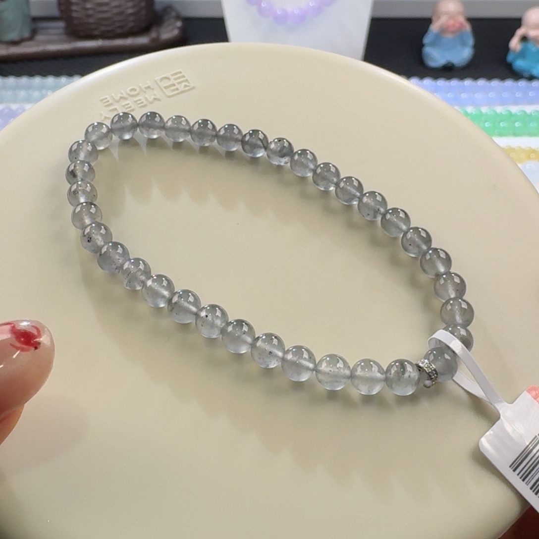 翡翠手链未镶嵌黑钢单圈5mm