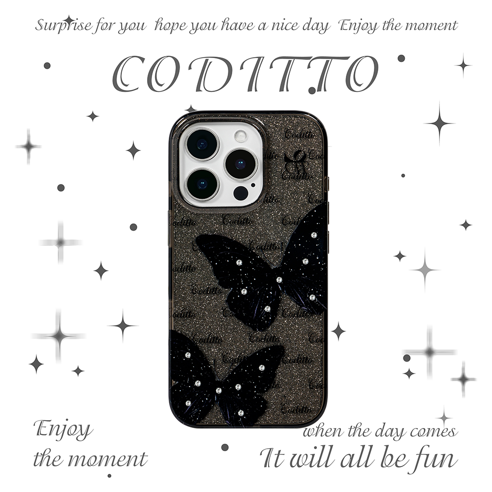 coditto黑色蝴蝶双层适用iPhone16 15 14promax手机壳小众少女心