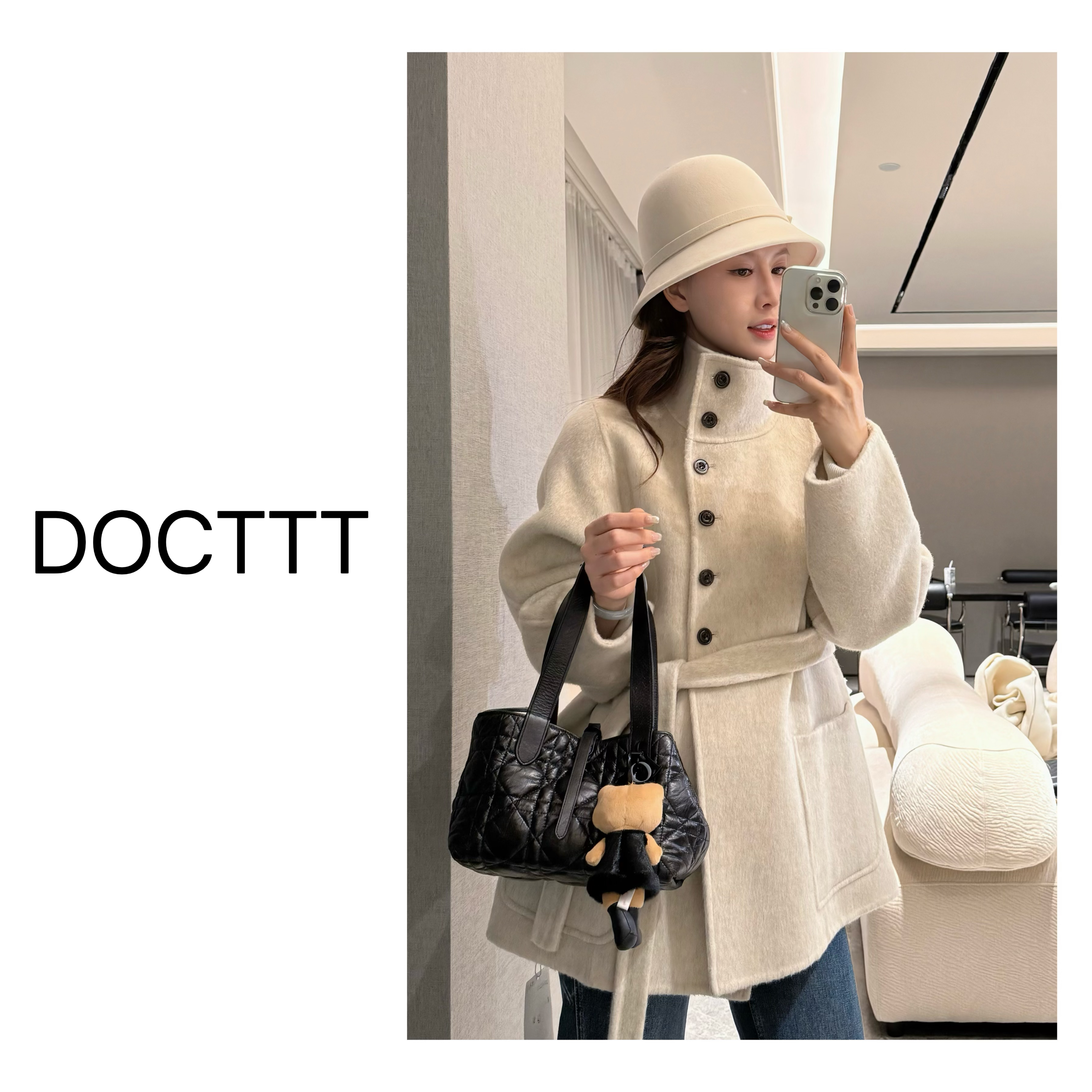 《DCT》优雅轻性*90绵羊毛立领毛呢单扣大衣D25052-1