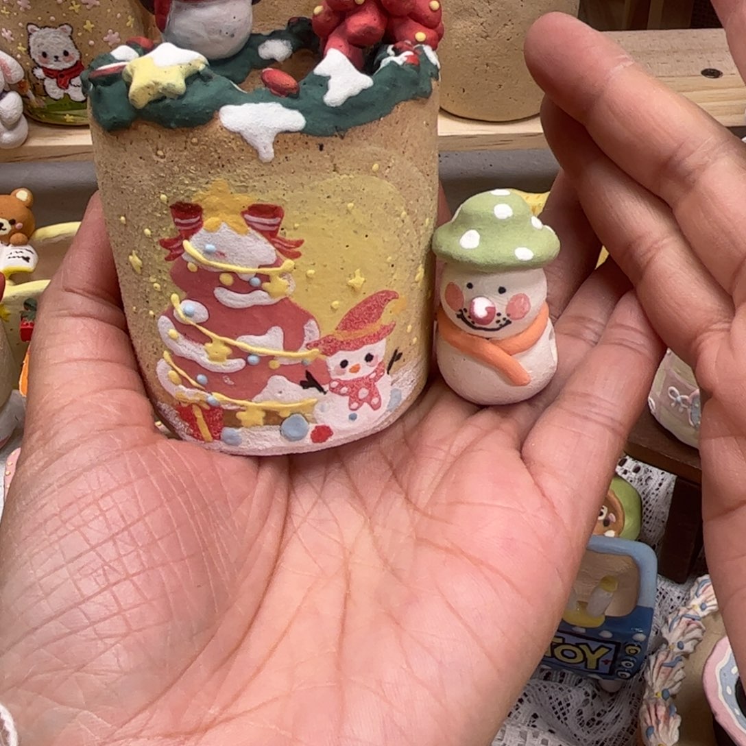 橙***ᐝ845圣诞雪人素烧带摆件