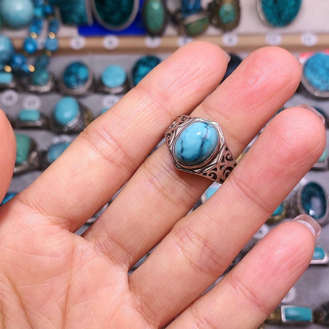 绿松石挂件银S925镶嵌