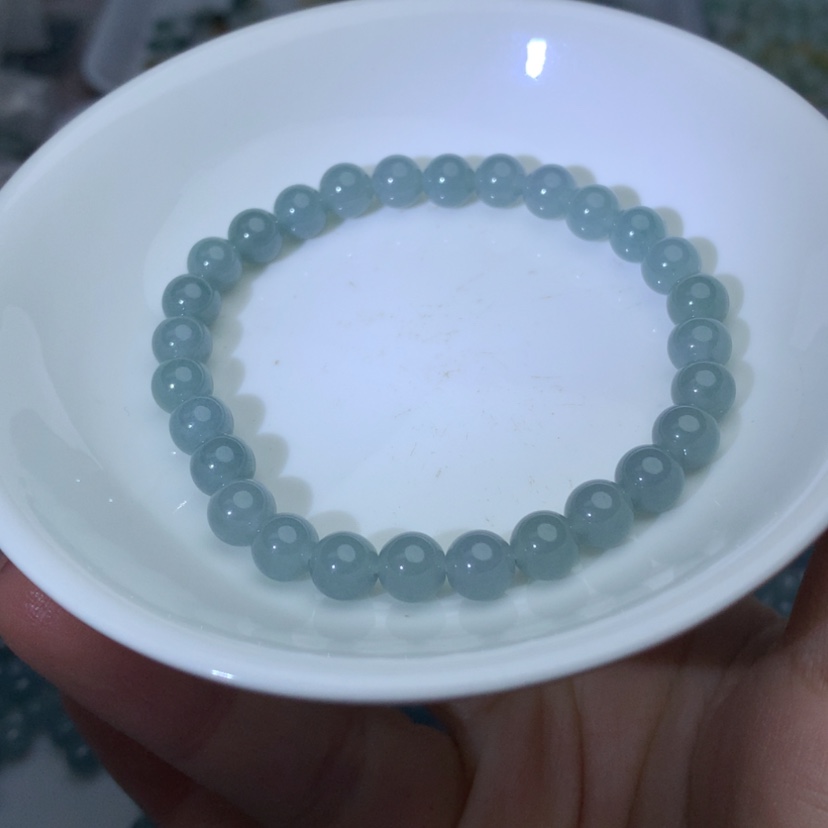 【闪购商品】翡翠手链未镶嵌卡7精品冰蓝水14颗 手链拍2单