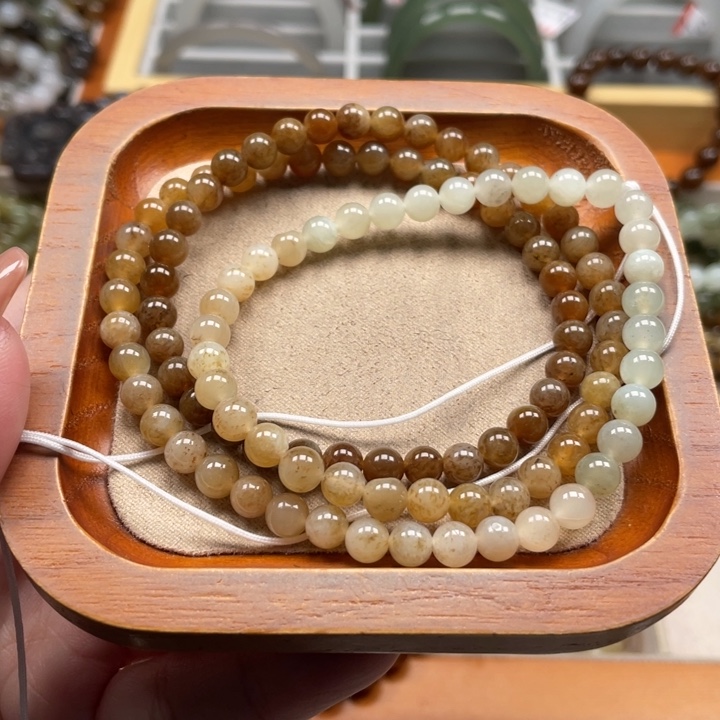 和田玉珠串6mm未镶嵌