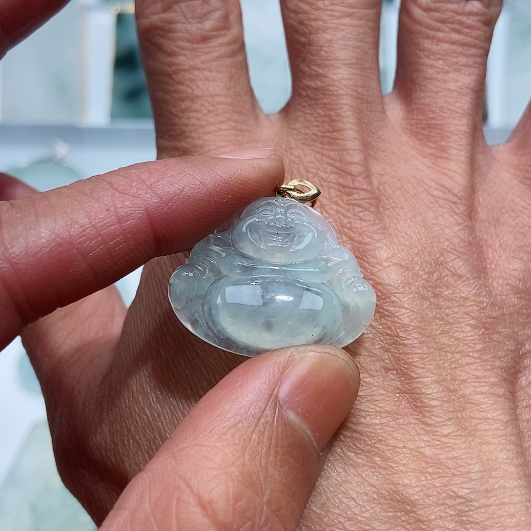 翡翠吊坠(不含链)18K金镶嵌