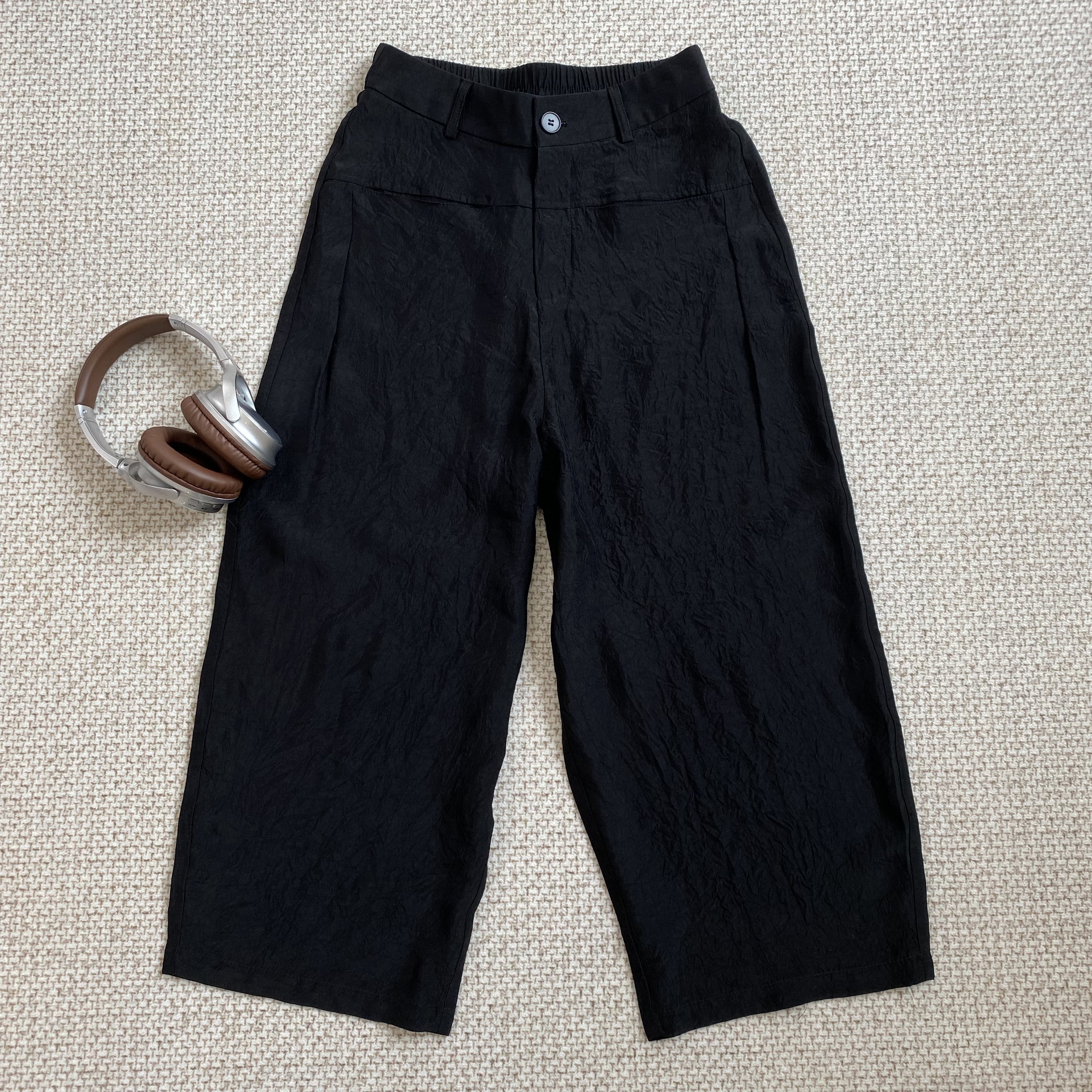 【郁儿严选】81269夏季薄款百搭纯色阔腿宽松显瘦醋酸直筒裤