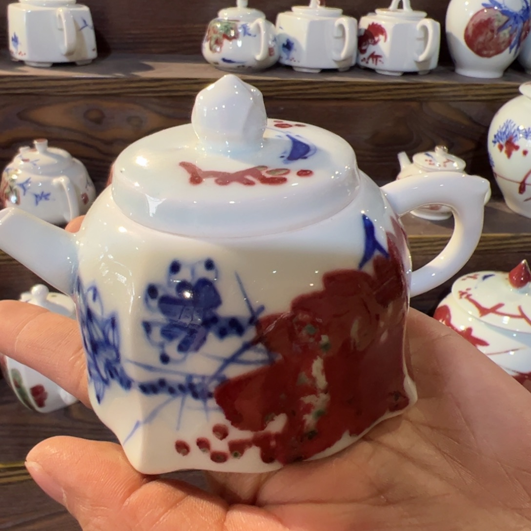 杯原矿青花釉里红瓷器