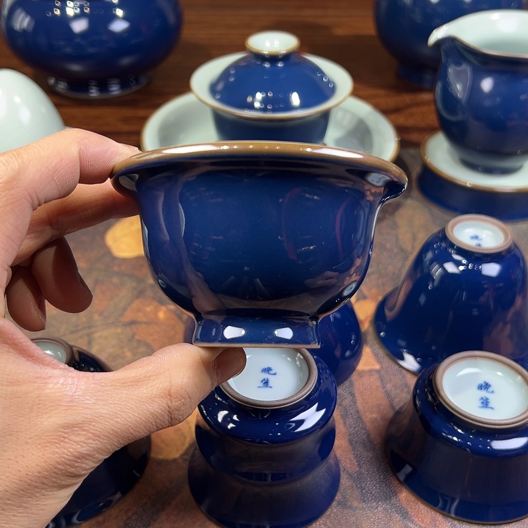 杯杯霁蓝压手杯不开片