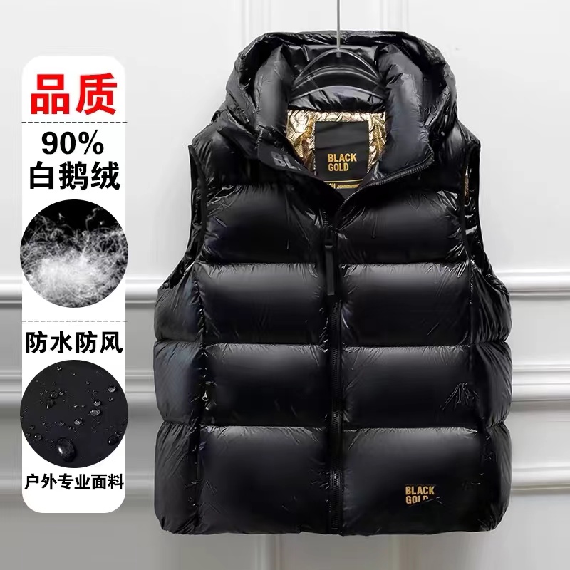正品高端鹅绒马夹加厚男女同款春秋冬保暖时尚显瘦短款连帽-01