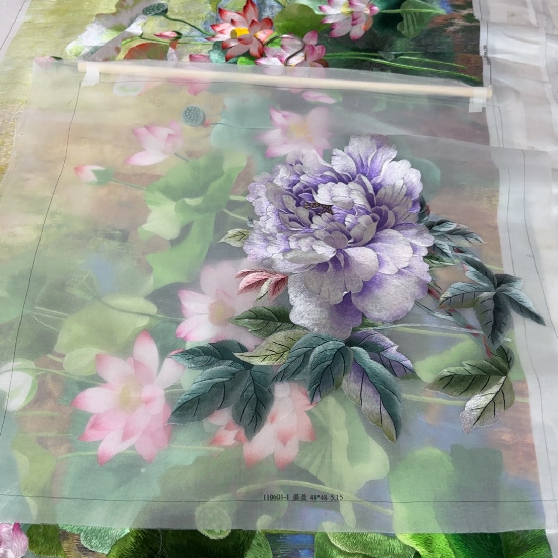 刺绣纯手工苏绣牡丹绣片