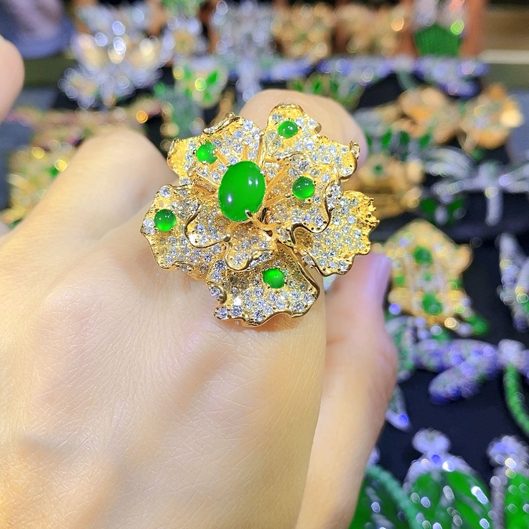 吊坠(不含链)银S925镶嵌翡翠