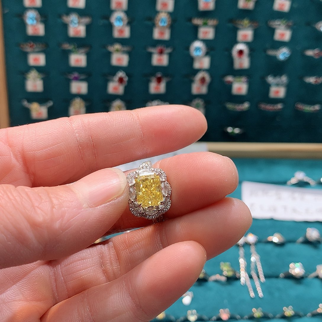 合成碳硅石戒指/指环铂Pt850镶嵌