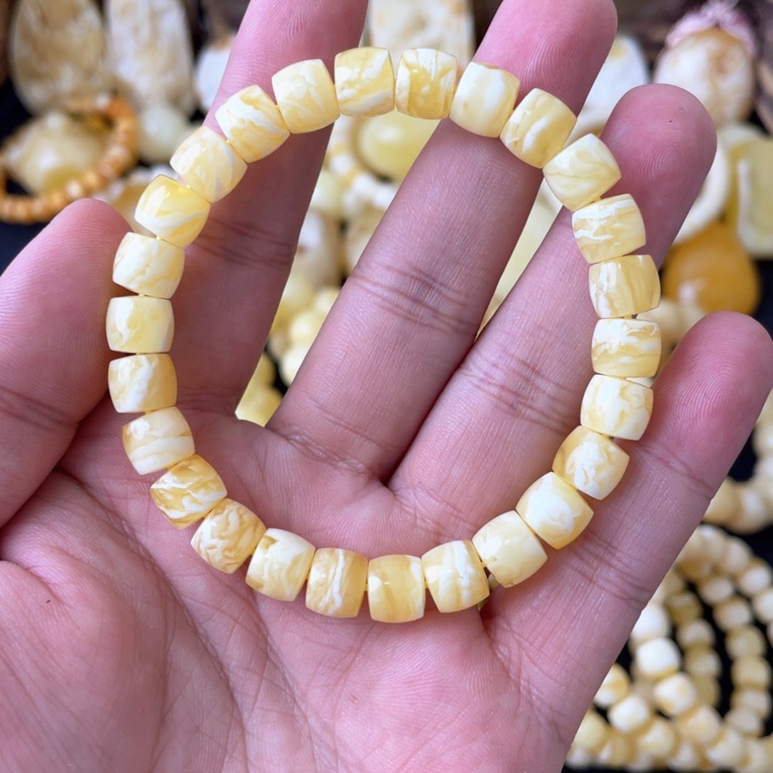 琥珀手串未镶嵌T****o8+俄料金瓷白虎皮妖花精工直切手串