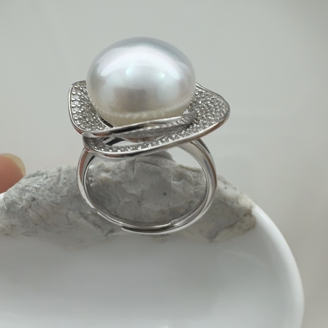 银S925镶嵌戒指海水珍珠