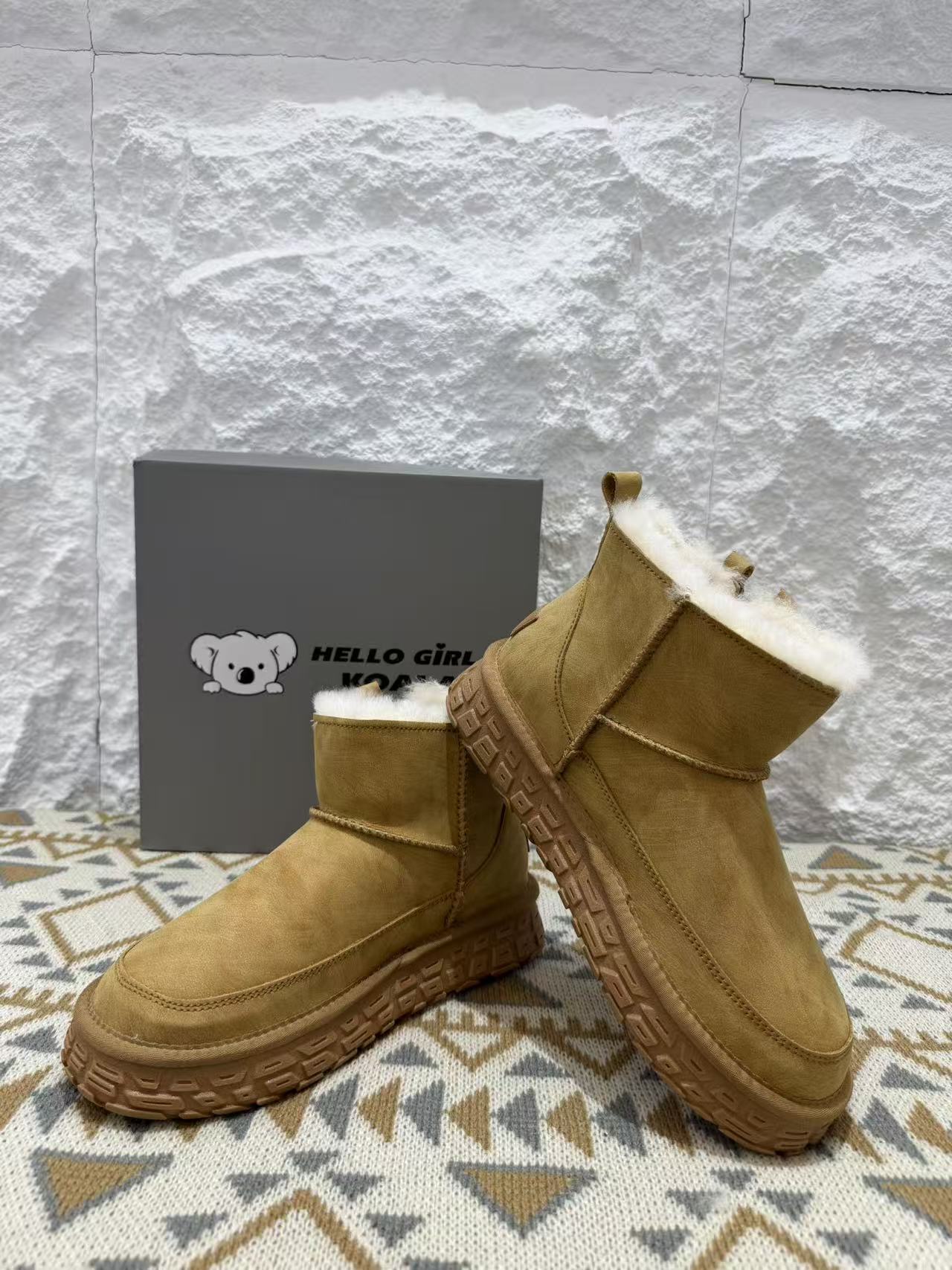 2026新款男士冬季防滑高跟时尚雪地靴保暖雪地棉