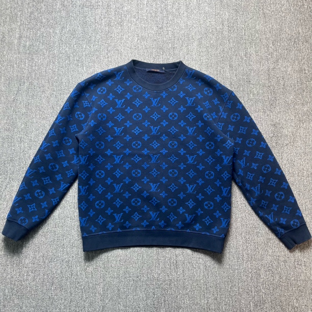 95新 LouisVuitton/路易威登 蓝色植绒满印卫衣/L码/95新/12245