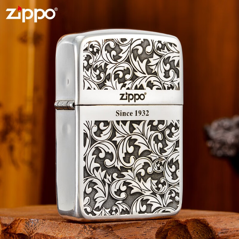 ZIPPO/之宝zppo打火机1941复刻熏银双面幸运唐草煤油防风DYH1X1