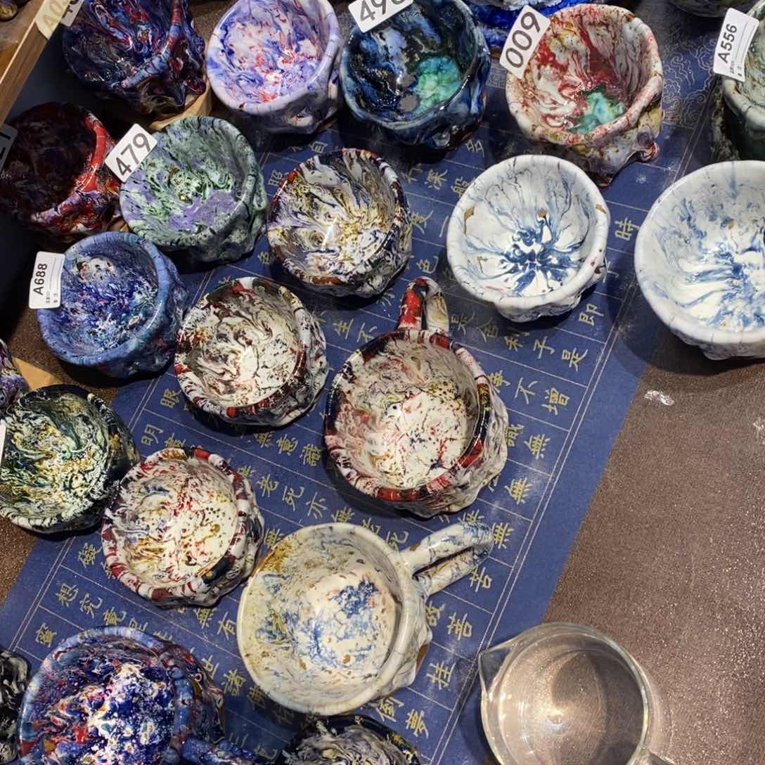 瓷片静沐焰志野主人杯七彩岩矿志野烧