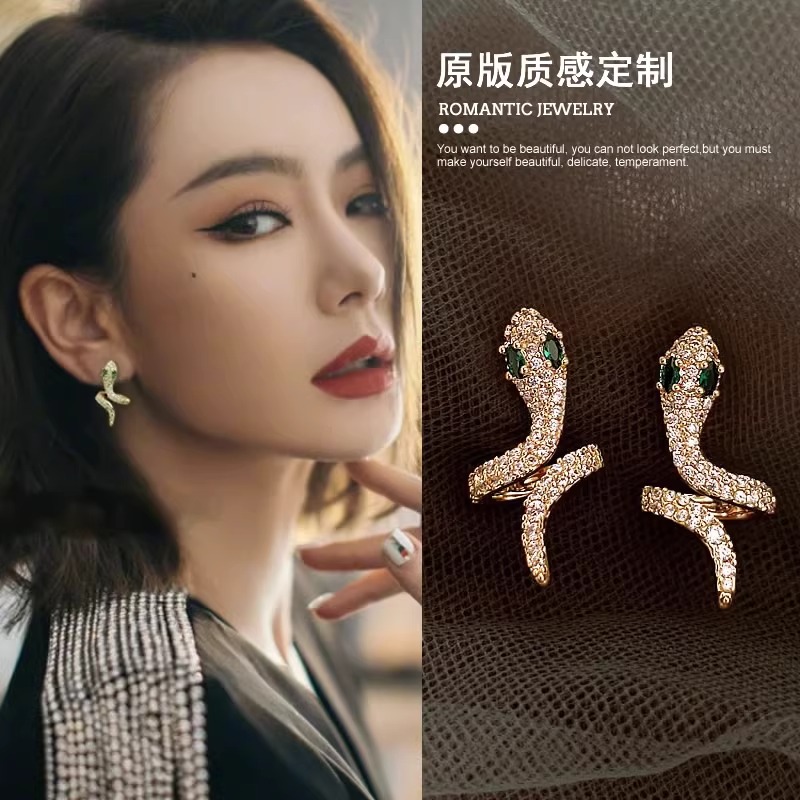 铜合金耳饰 2025年新款气质蛇年本命年灵蛇耳钉新年耳环蛇形耳饰