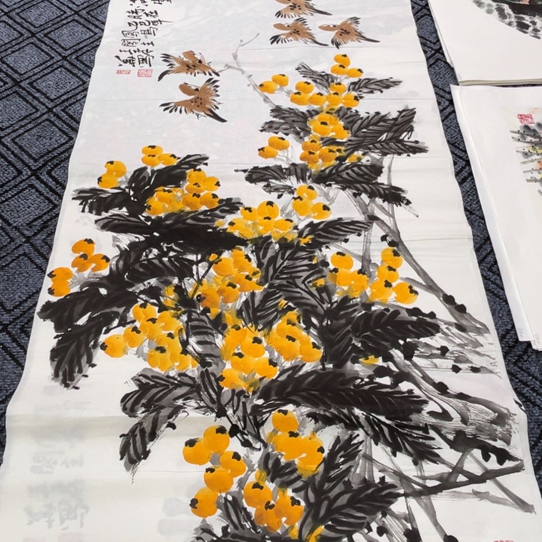 国画三尺花鸟作品