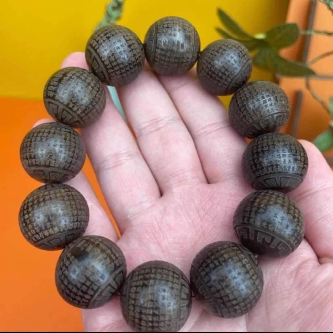 增香沉香木高密级越南沉香木老料雕刻般若手串男款手链文玩