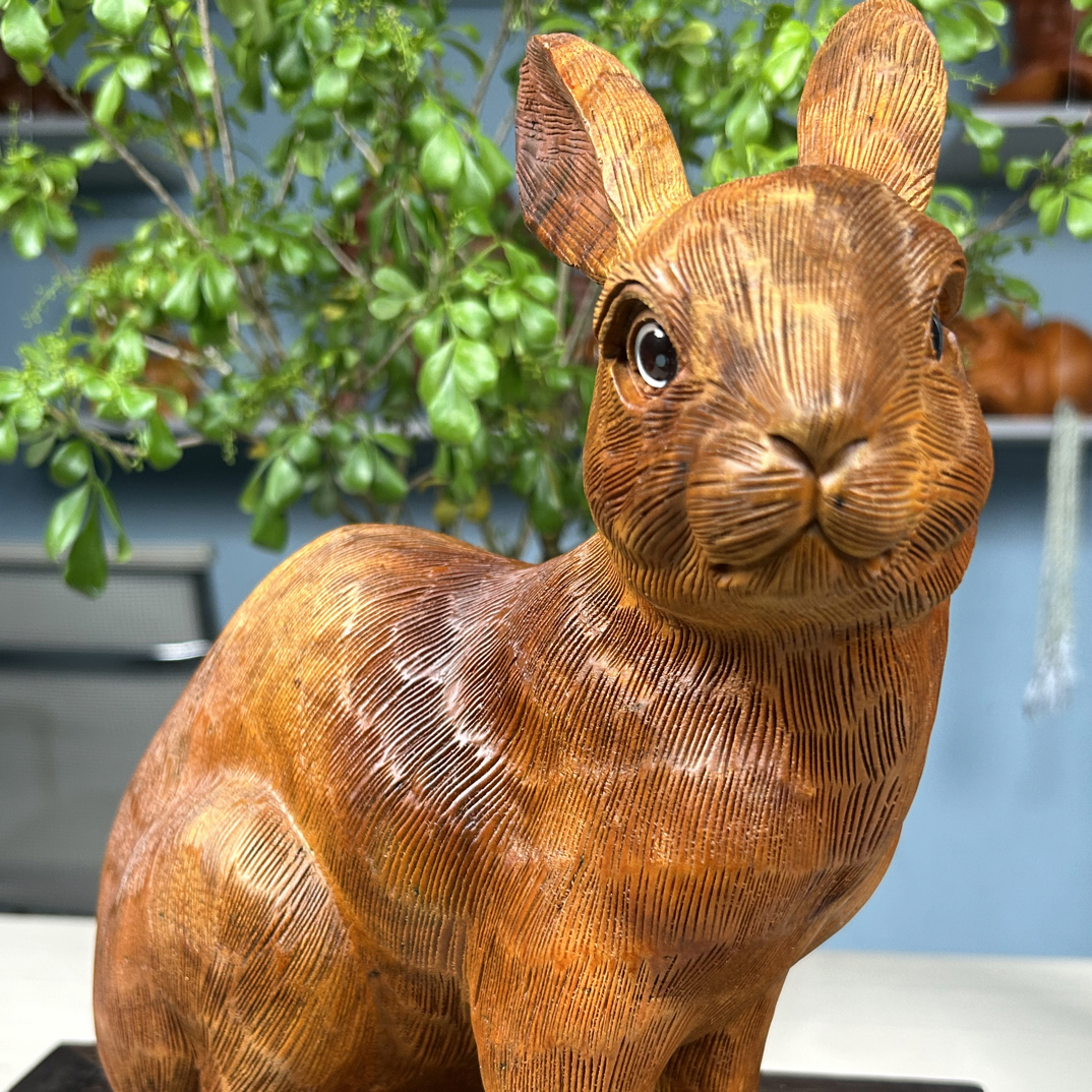 匠心香樟木摆件【十二生肖】生肖兔 实木纯手工雕刻DW9118