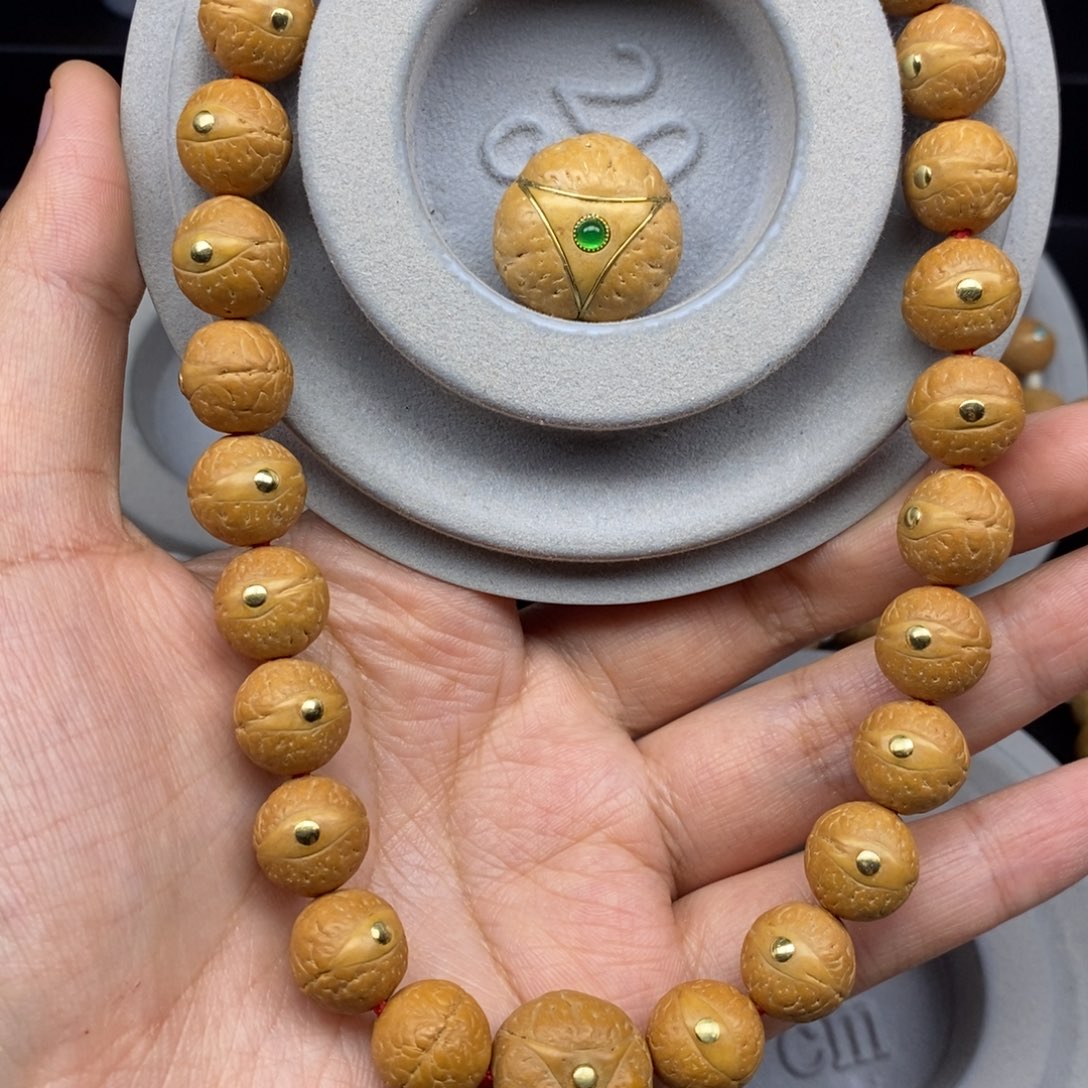 李***羊凤眼菩提手串12.5+新籽铜手持+镶嵌龙眼