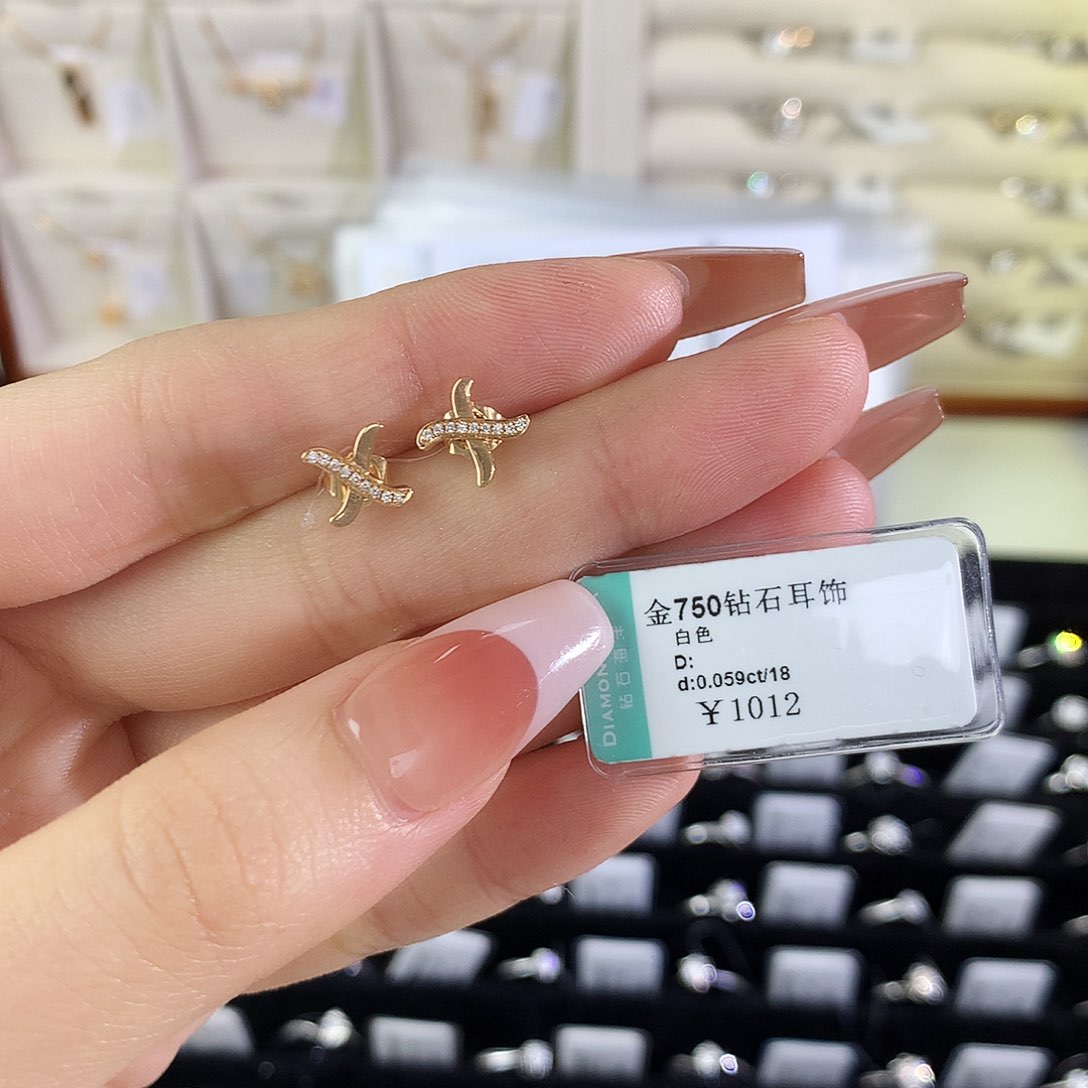 钻石耳饰18K金镶嵌奇**城A19060843