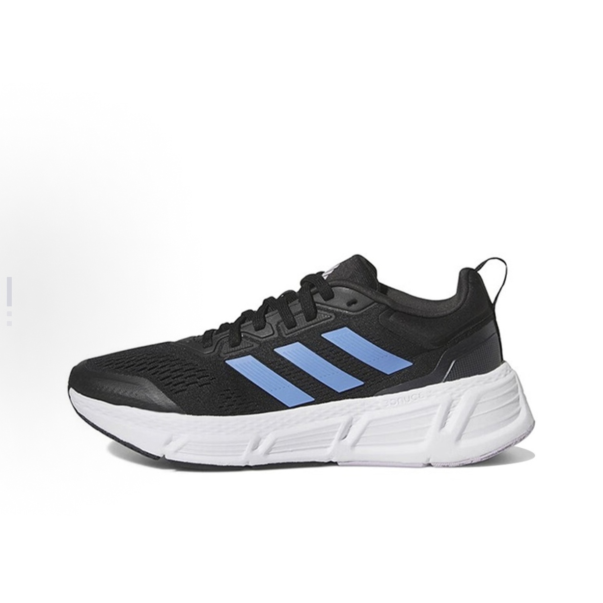 adidas Questar舒适防滑耐磨轻便 低帮跑步鞋 女款 黑白蓝HP2432