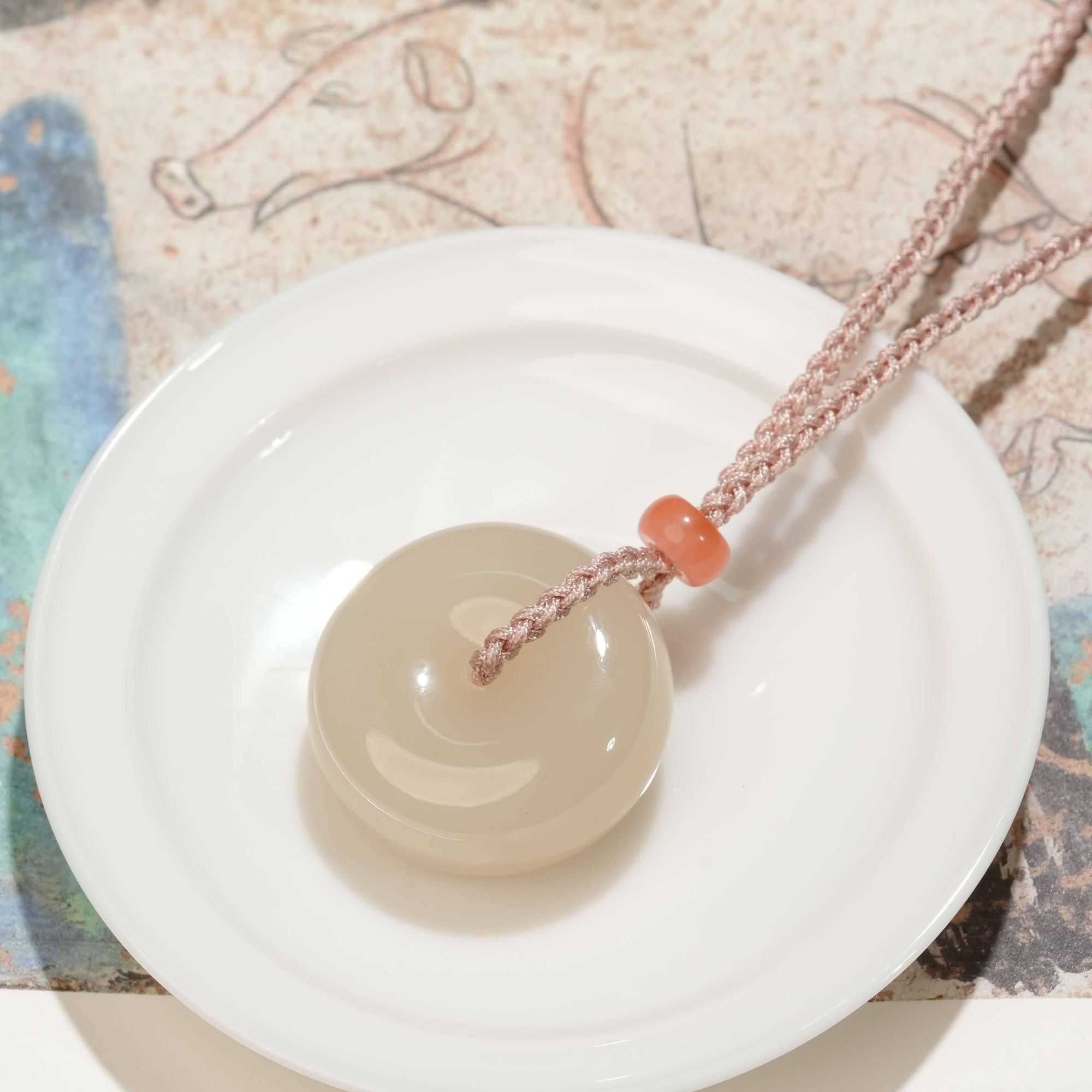 Gloire/古名【睿泽鉴宝】和田玉藕粉平安扣吊坠30*11 GZ0067