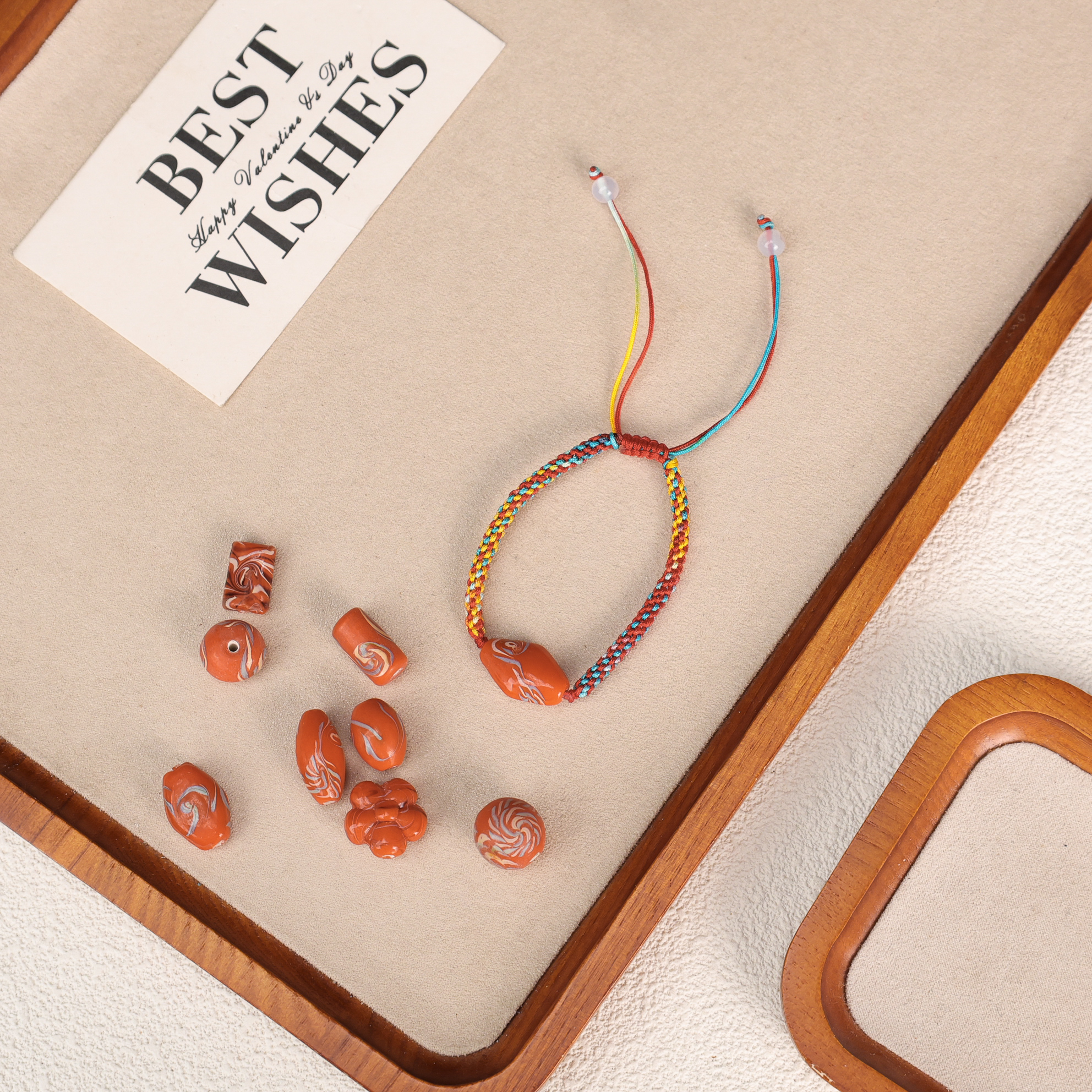 琉璃手链 LZ5085-2 橙色凤尾老珠子琉璃手链 合集