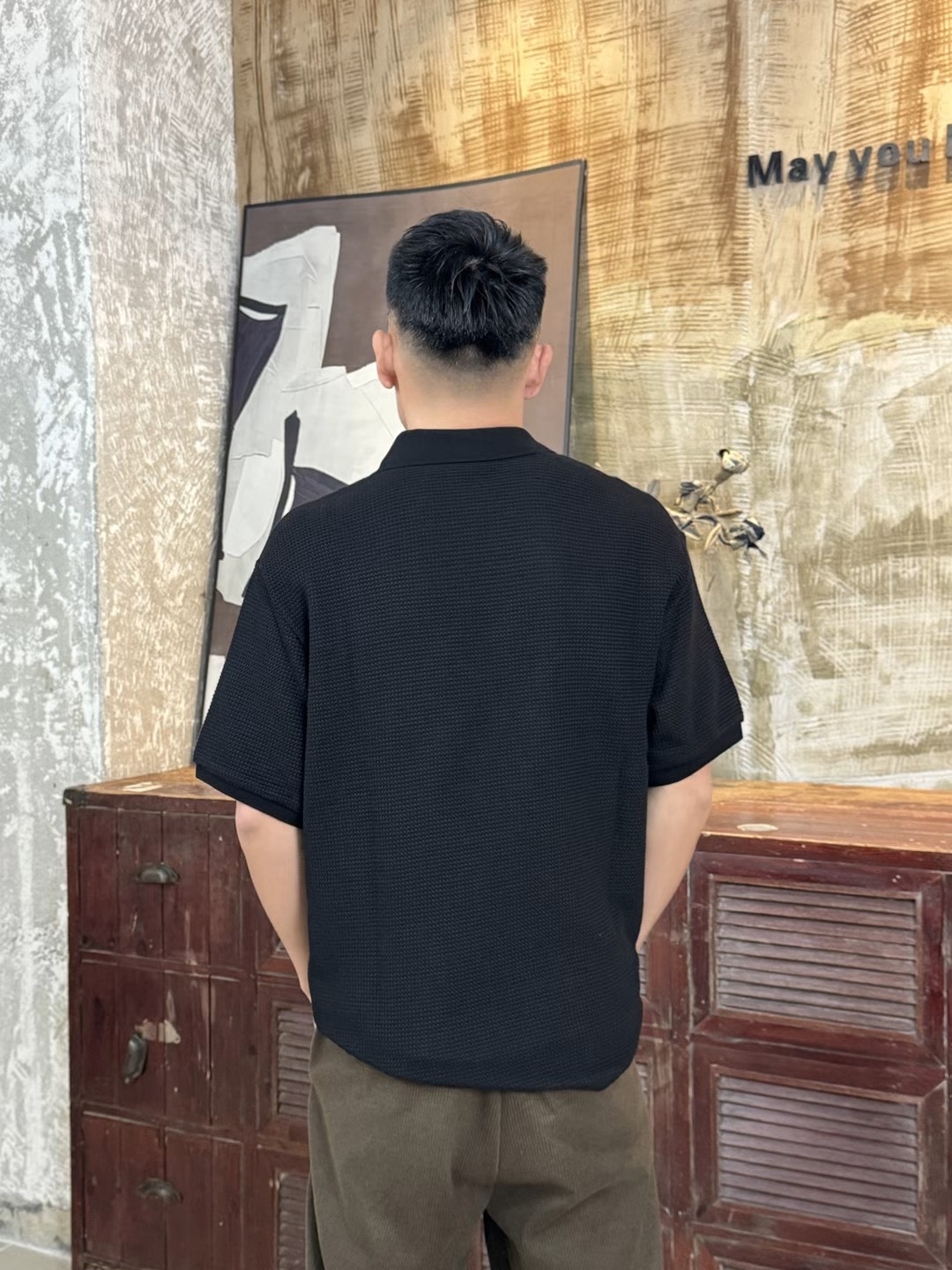 POLO衫男士夏季美式潮牌重磅华夫格保罗衫痞帅纯色高街半袖翻领