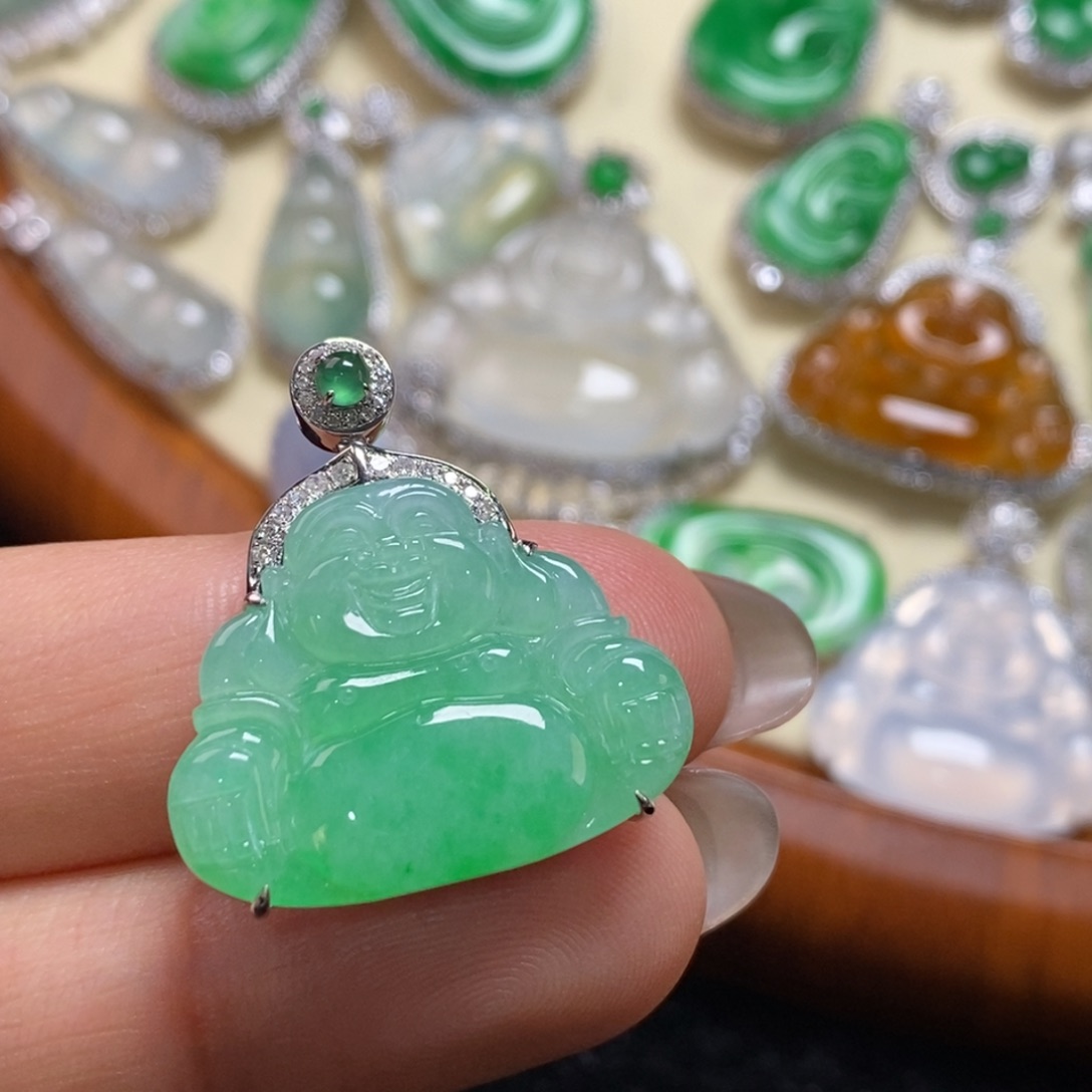 翡翠吊坠(赠链)18K金镶嵌w*w