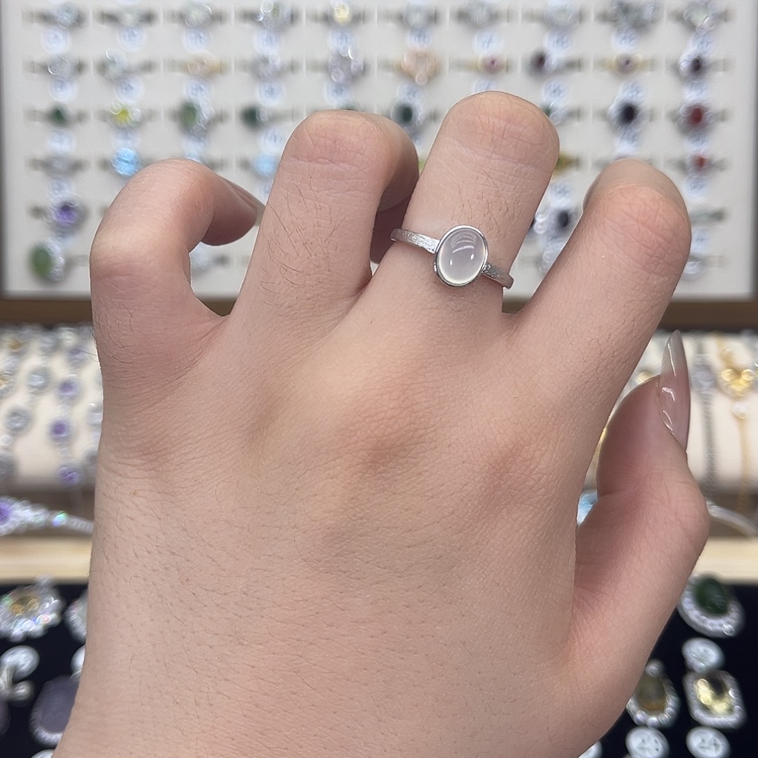 岫玉银S925镶嵌戒指