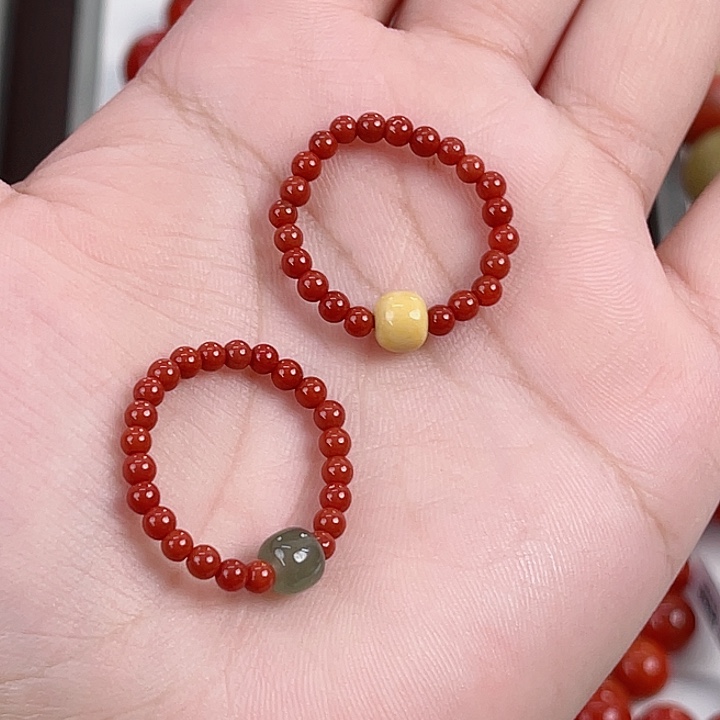 未镶嵌瓦西锦红小米戒3mm（多样式发其一）南红玛瑙