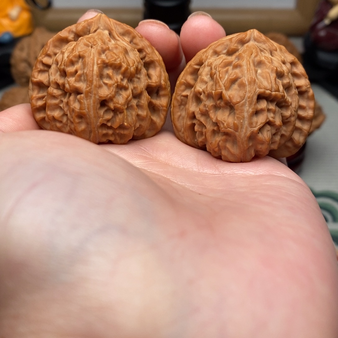 文玩核桃把件40尺三角白