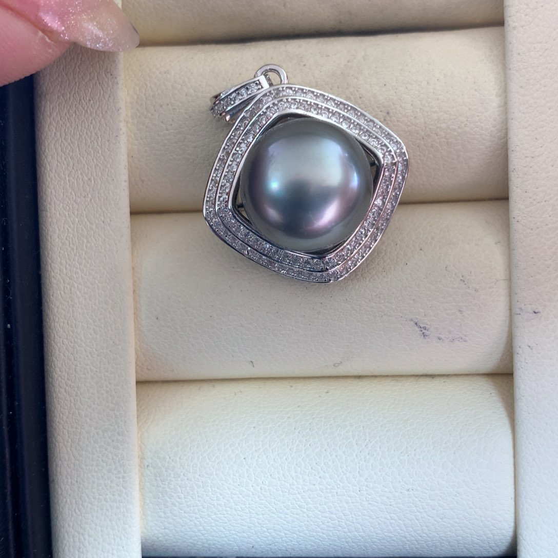 海水珍珠银S925镶嵌颈饰