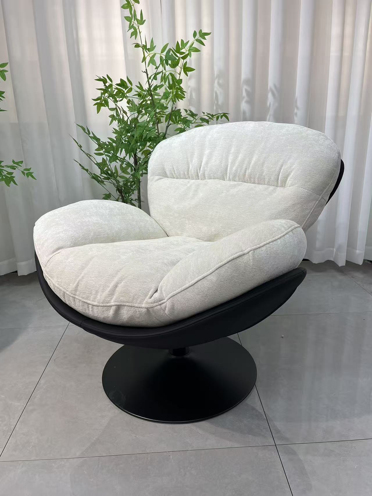 【雪尼尔】天鹅旋转椅蛋壳椅客厅阳台懒人沙发极简轻奢单人休闲椅