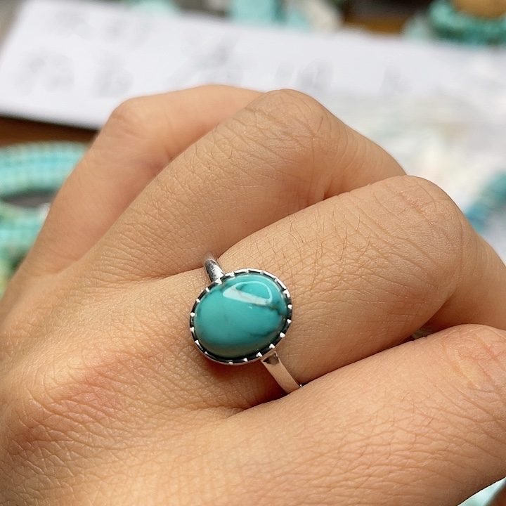 绿松石珠宝奇石银S925镶嵌