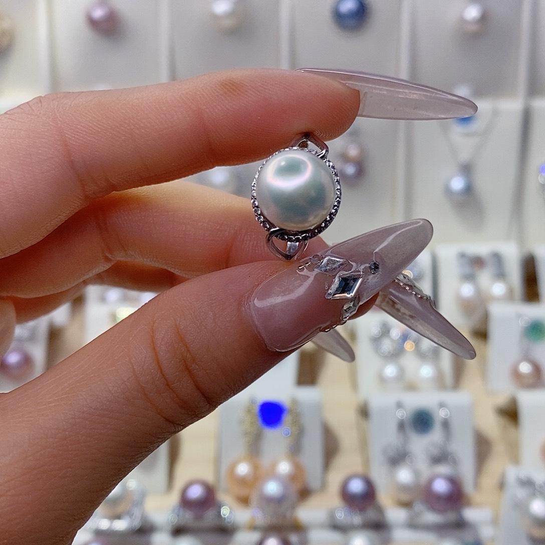 戒指银S925镶嵌淡水珍珠