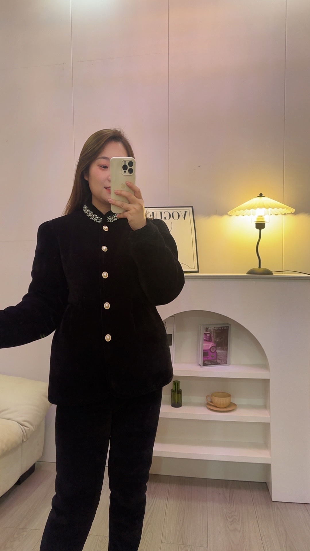 (08款)珍珠领小香风三层加厚冬季睡衣家居服