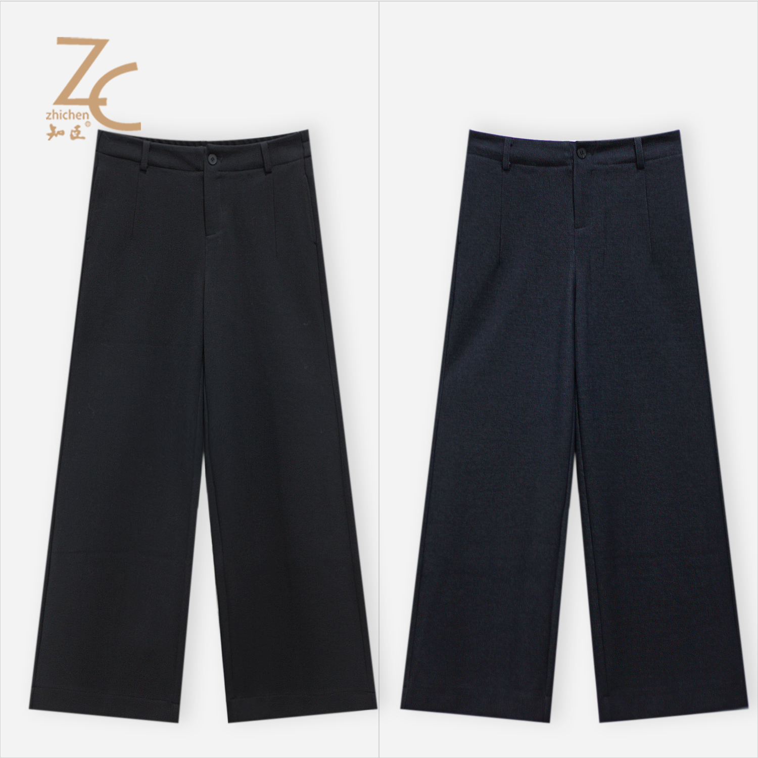 知臣初冬新品 两色深色系宽松高腰百搭时装裤女 T25864008